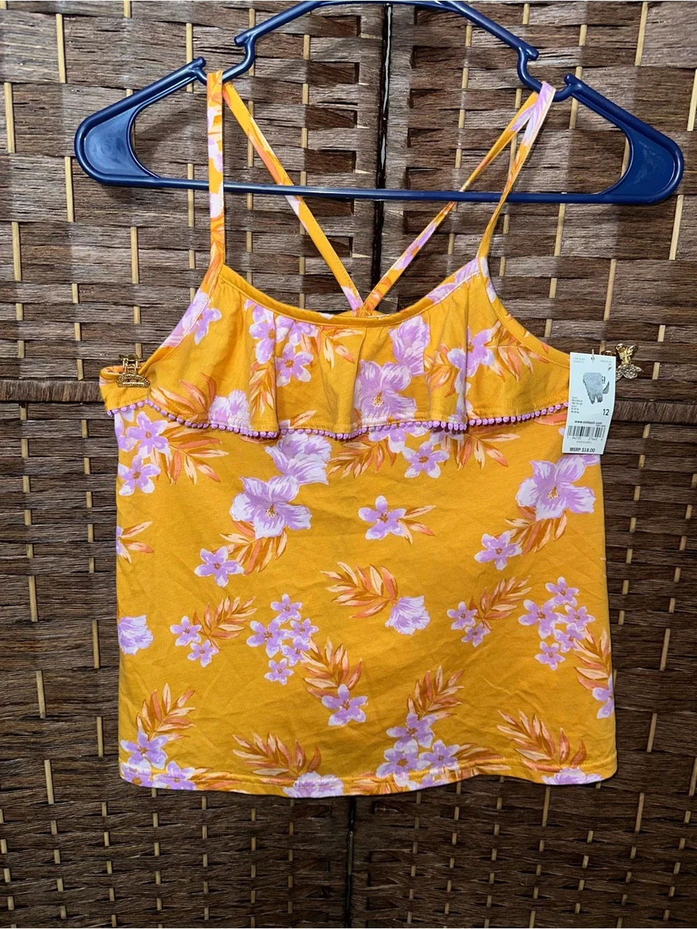 OshKosh B'gosh Mustard Yellow Floral Ruffle Cami for Kids